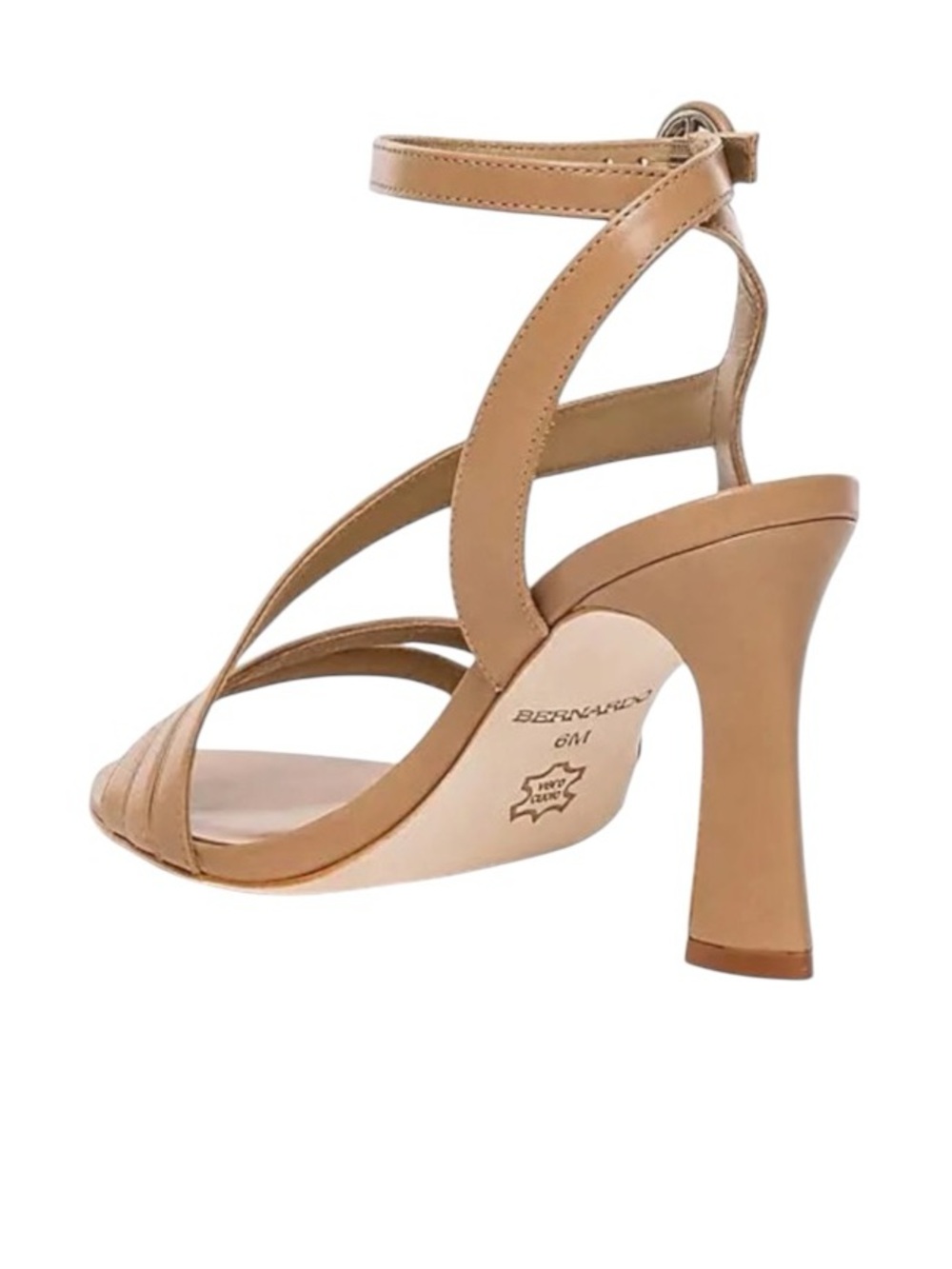 Bernardo Leslie Nude Leather Block Heel Sandals Ankle Strap | Size 8 - Picture 4 of 7